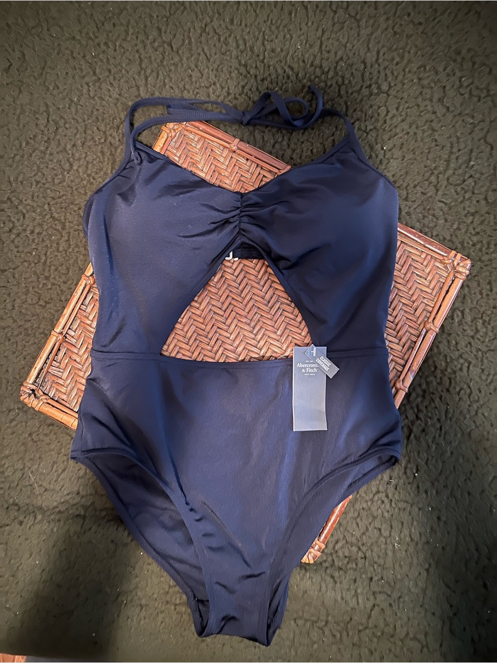 NWT Abercrombie & Fitch Small Navy One-Piece Cutout Swimsuit